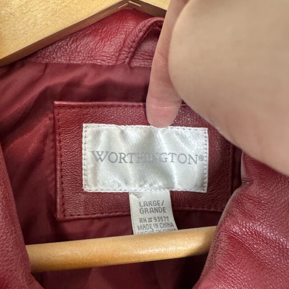 90s Cherry Red Leather Coat - Picture 6 of 6
